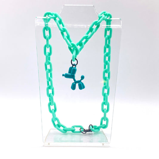 Minty Balloon Dog Necklace