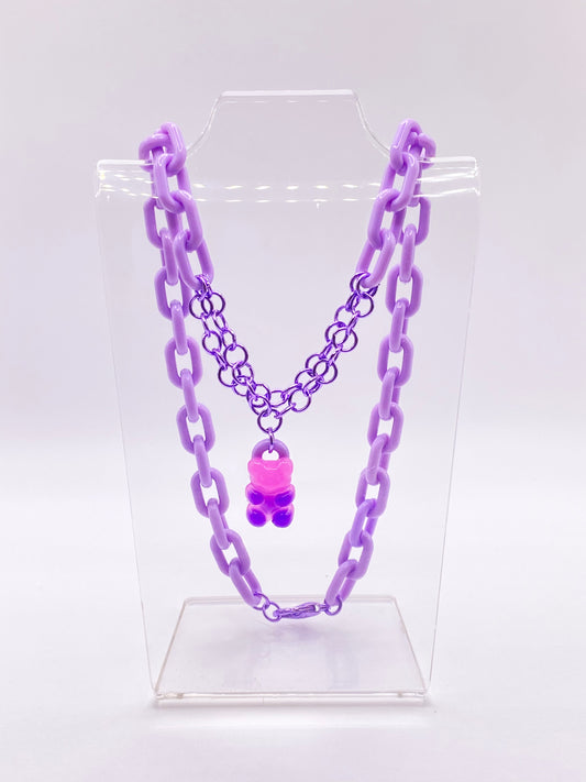Grape Gummy Bear Chain Necklace