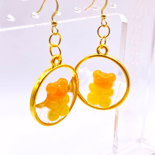 Orange Soda Float Gummy Bear Earrings